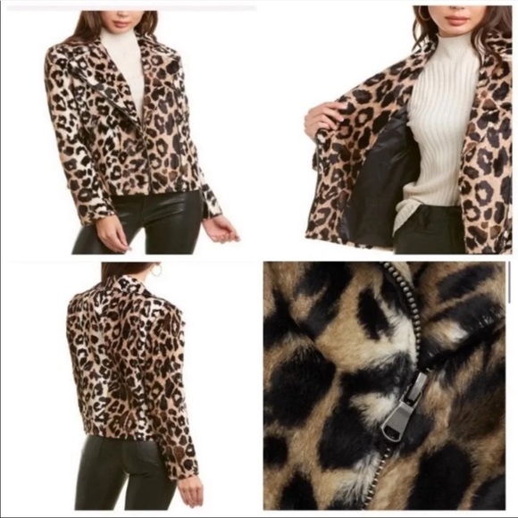 NWT-Wildly Chic Faux Leopard Fur Moto-Style Trina Turk Reprise Jacket (XS/S) - Picture 13 of 13